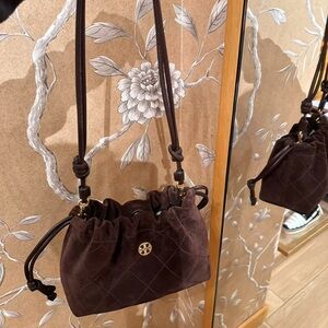 Tory Burch Dark Brown Quilted Crossbody Bag